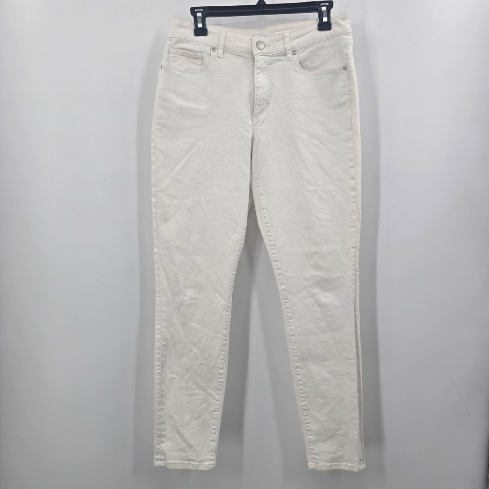 LOFT Curvy Skinny White Denim Jeans Womens Size 10 30 Solid Slim Pockets